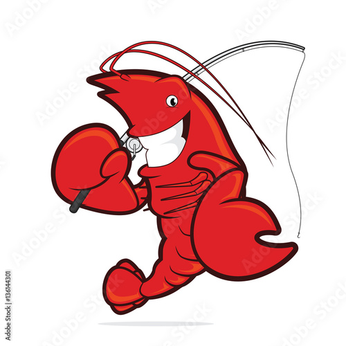 Lobster holding a fishing rod