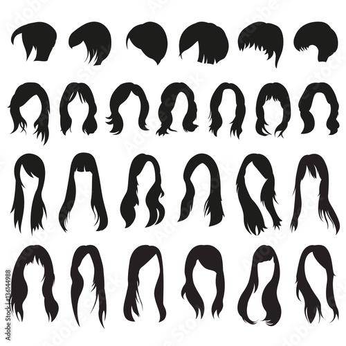 Set of female haircuts and hairstyles  on a white background