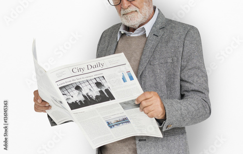 Business Man Reading Newspaper Concept