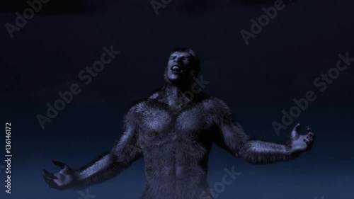 Werewolf Transformation on Dark Background