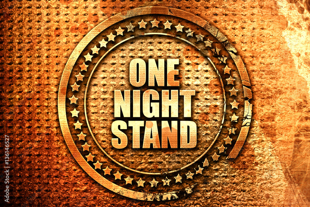 one night stand, 3D rendering, text on metal