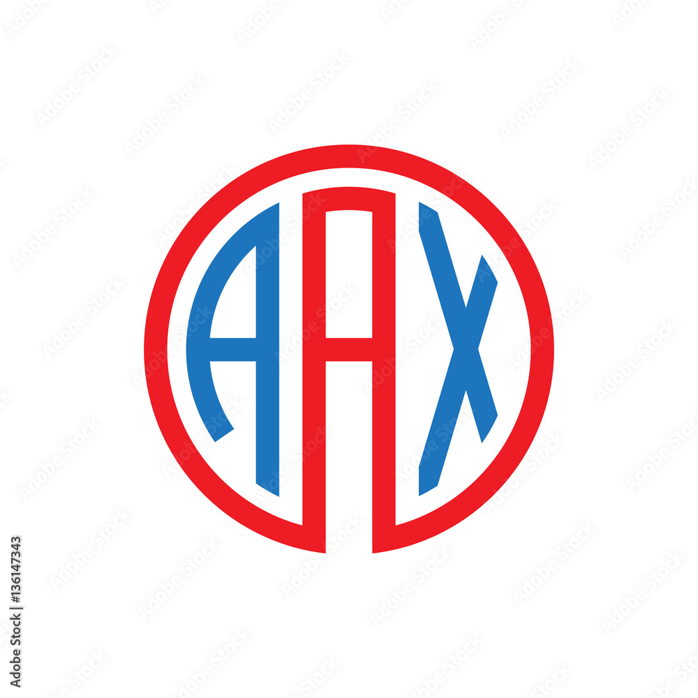 initial three letter logo circle red blue