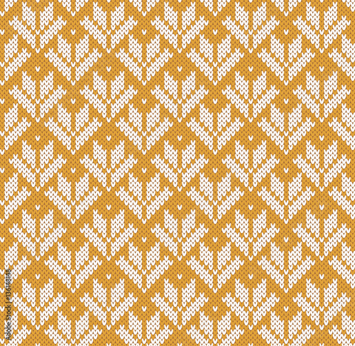 Gold Jacquard Fairisle Wool Seamless Knitting Pattern