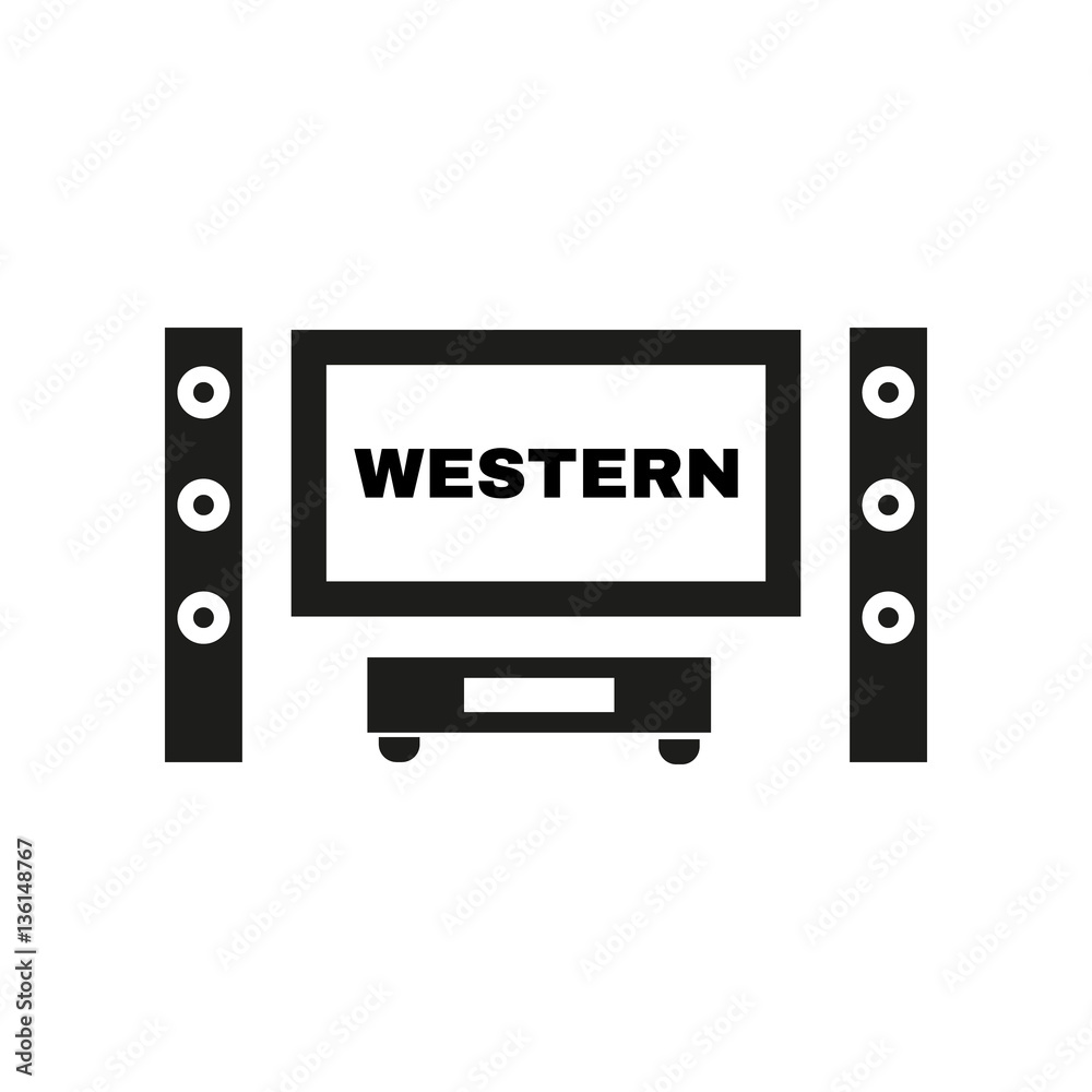 Obraz premium Western movie icon. TV and Home theater, cinema symbol. Flat design. Stock - Vector illustration