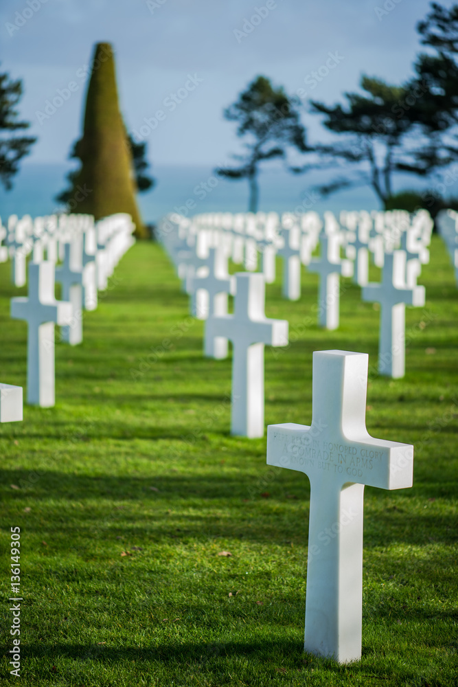 White crosses in American Cemetery, Omaha Beach, Normandy, Franc