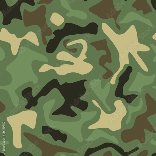 Abstract Vector Military Camouflage Background. Seamless