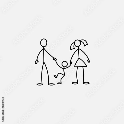 Family icon stick figure vector