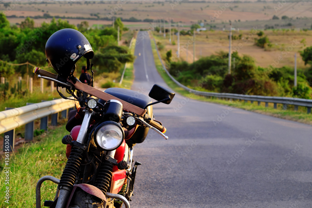 Obraz premium motorbike on the way in summer adventure trip