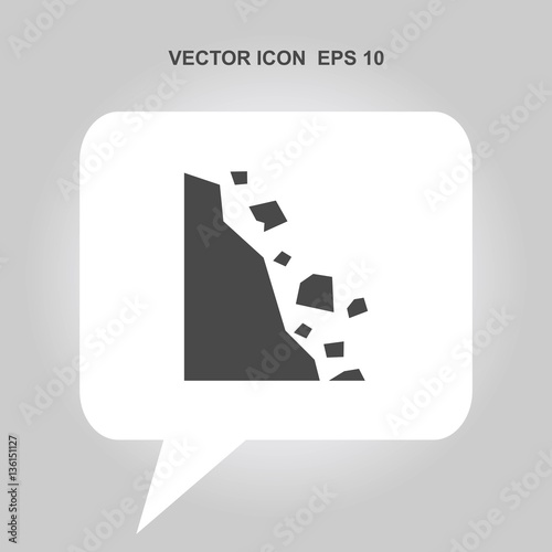 caution falling rocks vector icon