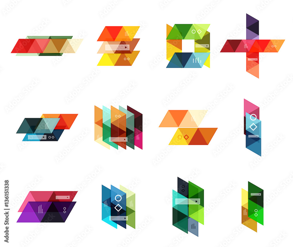 Vector set of blank geometric infographic web boxes