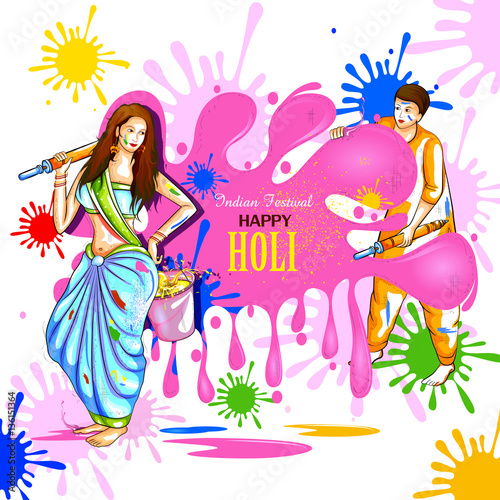 Colorful Happy Hoil background for festival of colors in India