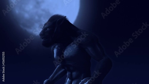 Wolfman Transformation in Front of the Full Moon photo