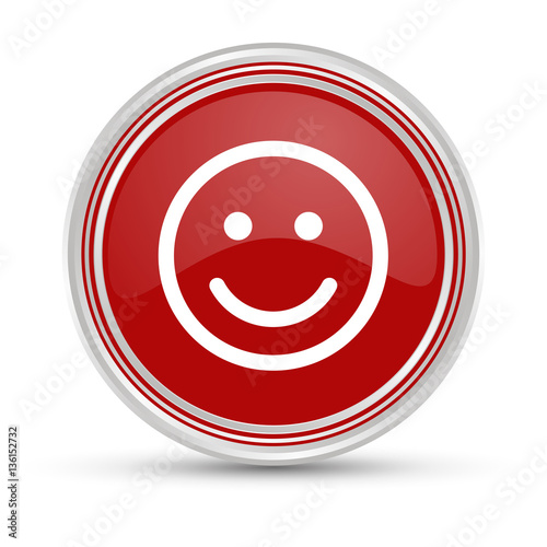 Roter Button - Positiv - Smiley lächelnd