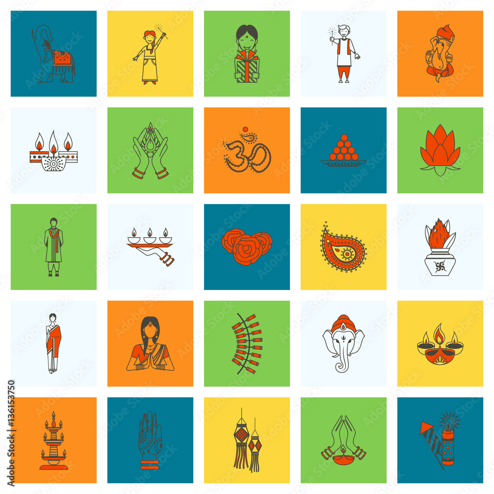Diwali. Indian Festival Icons Diwali. Indian Festival Icons