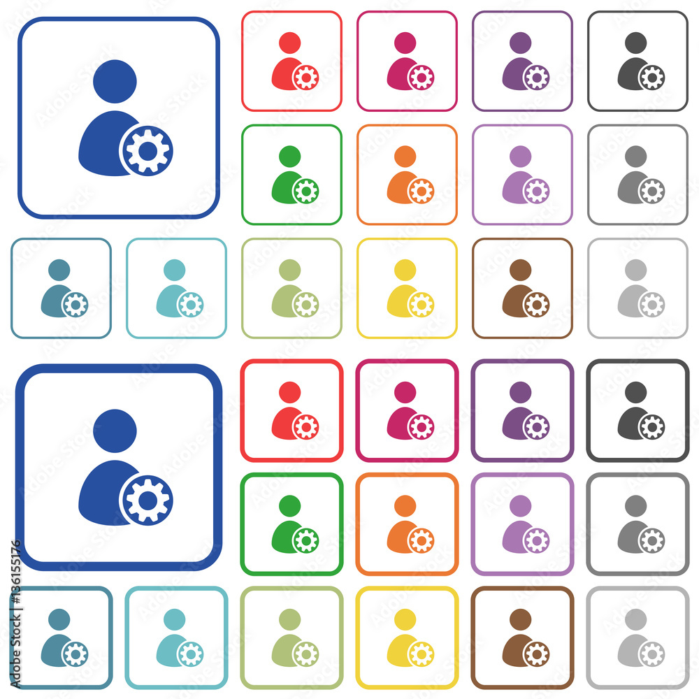 User account settings outlined flat color icons User account settings outlined flat color icons