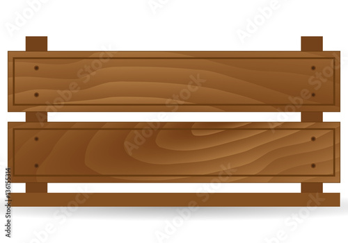 Empty wooden box for fruits and vegetables. Detailed vector illustration, Isolated. Box for transportation and storage of products.