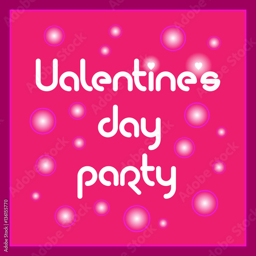 Valentines Day Party Flyer. Valentine's Day Party banner, flyer. Lettering for Valentine's Day Party invitation card template.