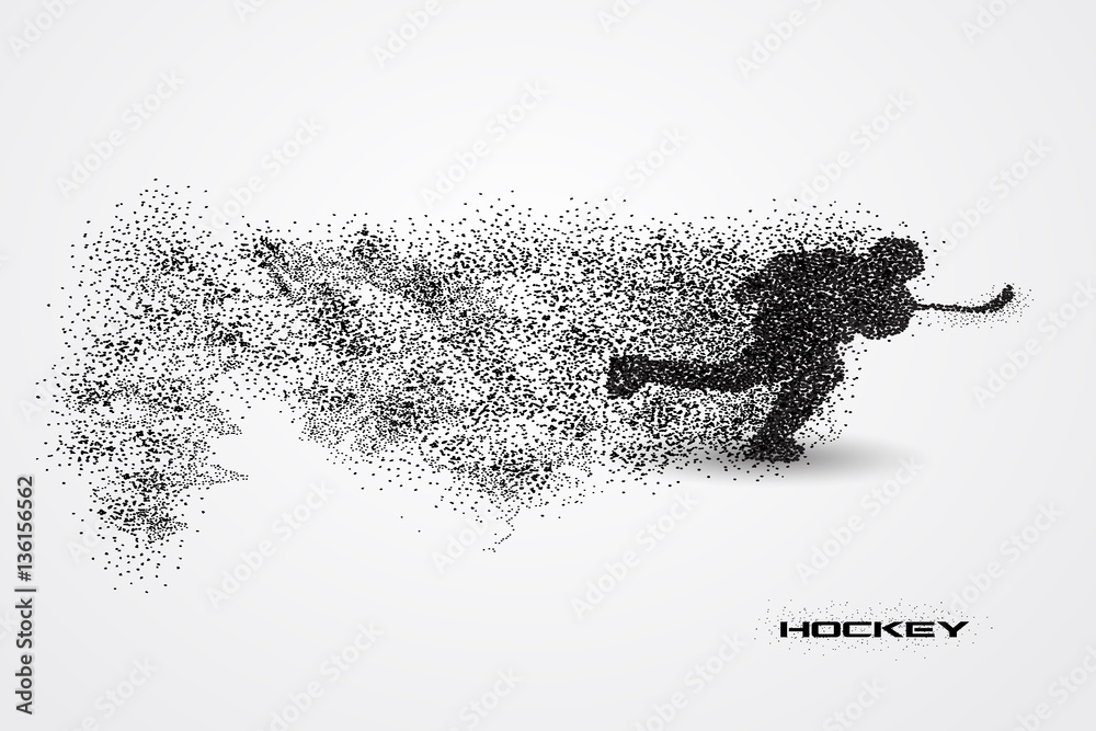 Obraz premium hockey player of a silhouette from particle