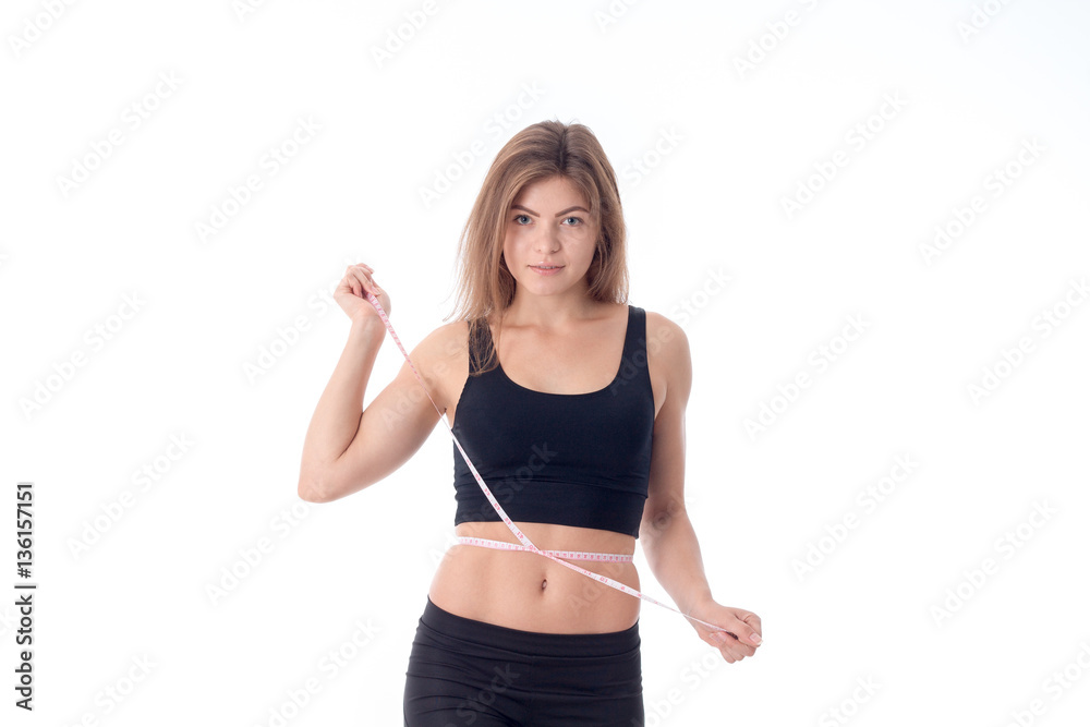 young athletic girl standing with her hair straight young athletic girl standing with her hair straight