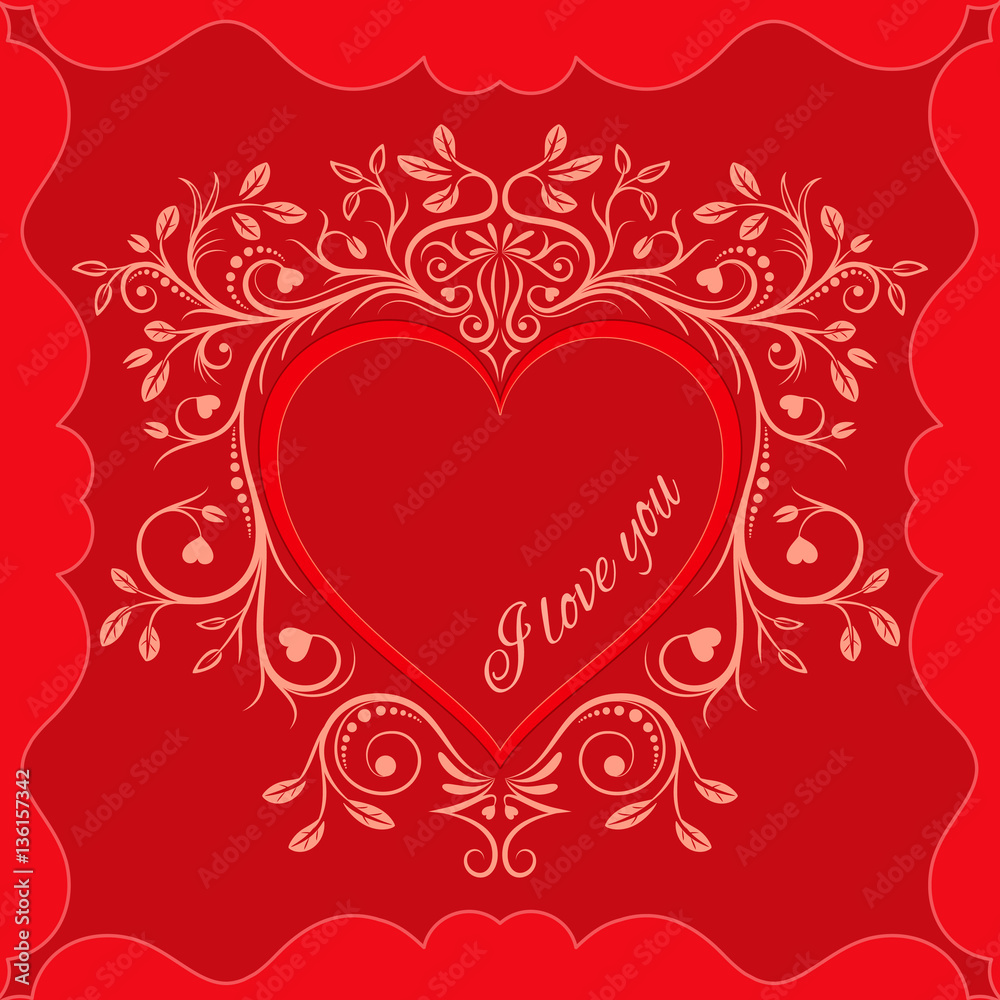 Valentine heart. Vintage luxury elegant calligraphic design elements. Wedding symbol. Vector illustration.