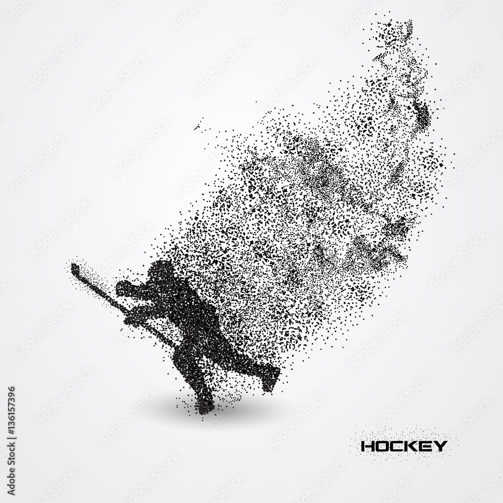 Fototapeta premium hockey player of a silhouette from particle