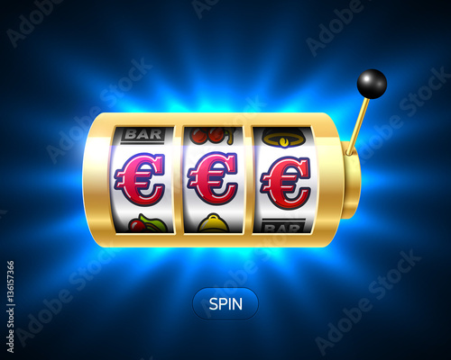 Slot machine with euro jackpot on bright background