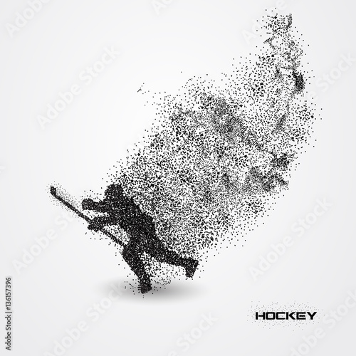hockey player of a silhouette from particle
