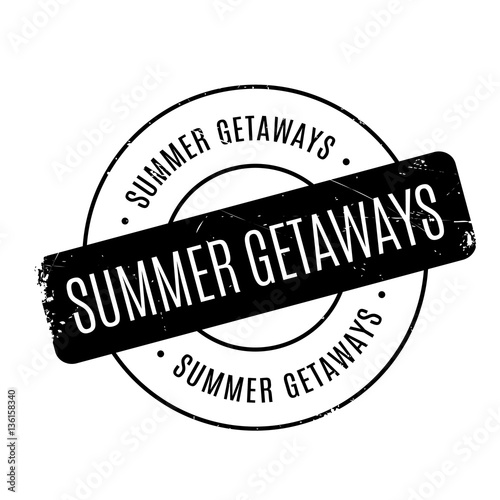 Summer Getaways rubber stamp. Grunge design with dust scratches. Effects can be easily removed for a clean, crisp look. Color is easily changed.