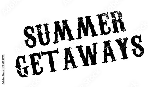 Summer Getaways rubber stamp. Grunge design with dust scratches. Effects can be easily removed for a clean, crisp look. Color is easily changed.