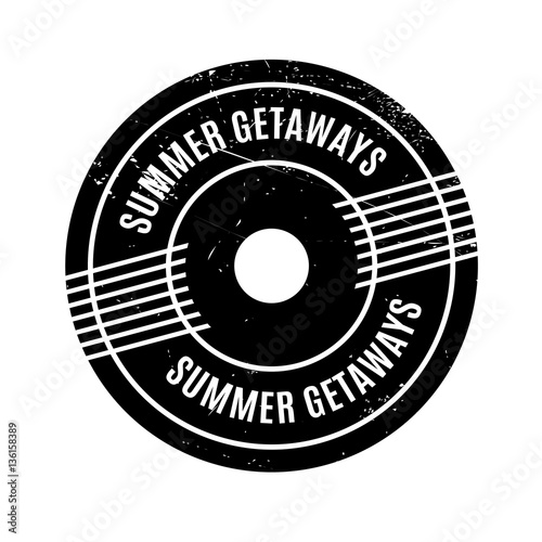 Summer Getaways rubber stamp. Grunge design with dust scratches. Effects can be easily removed for a clean, crisp look. Color is easily changed.