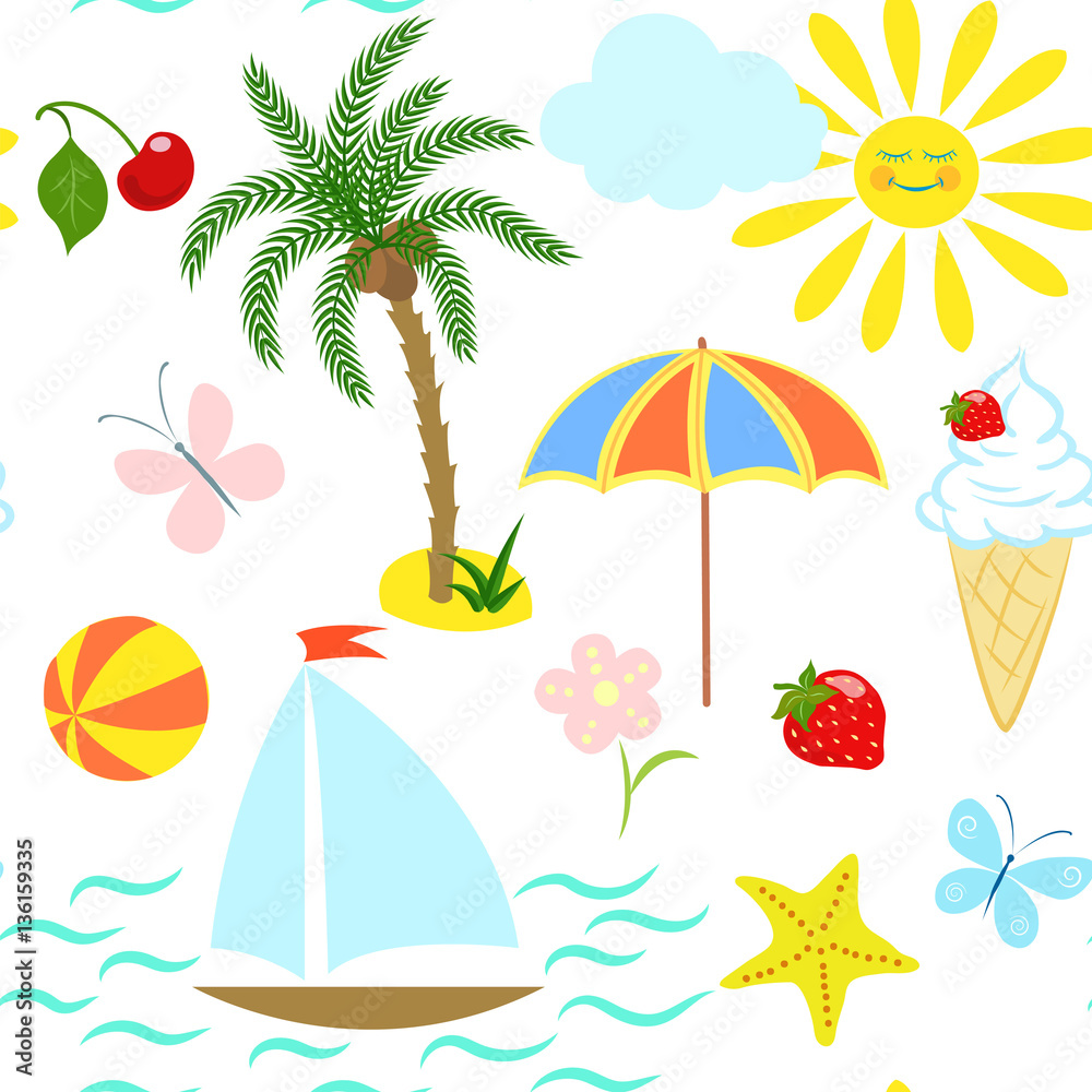Summer Vacation Concept in Line Art Draw Graphic by 2qnah · Creative Fabrica