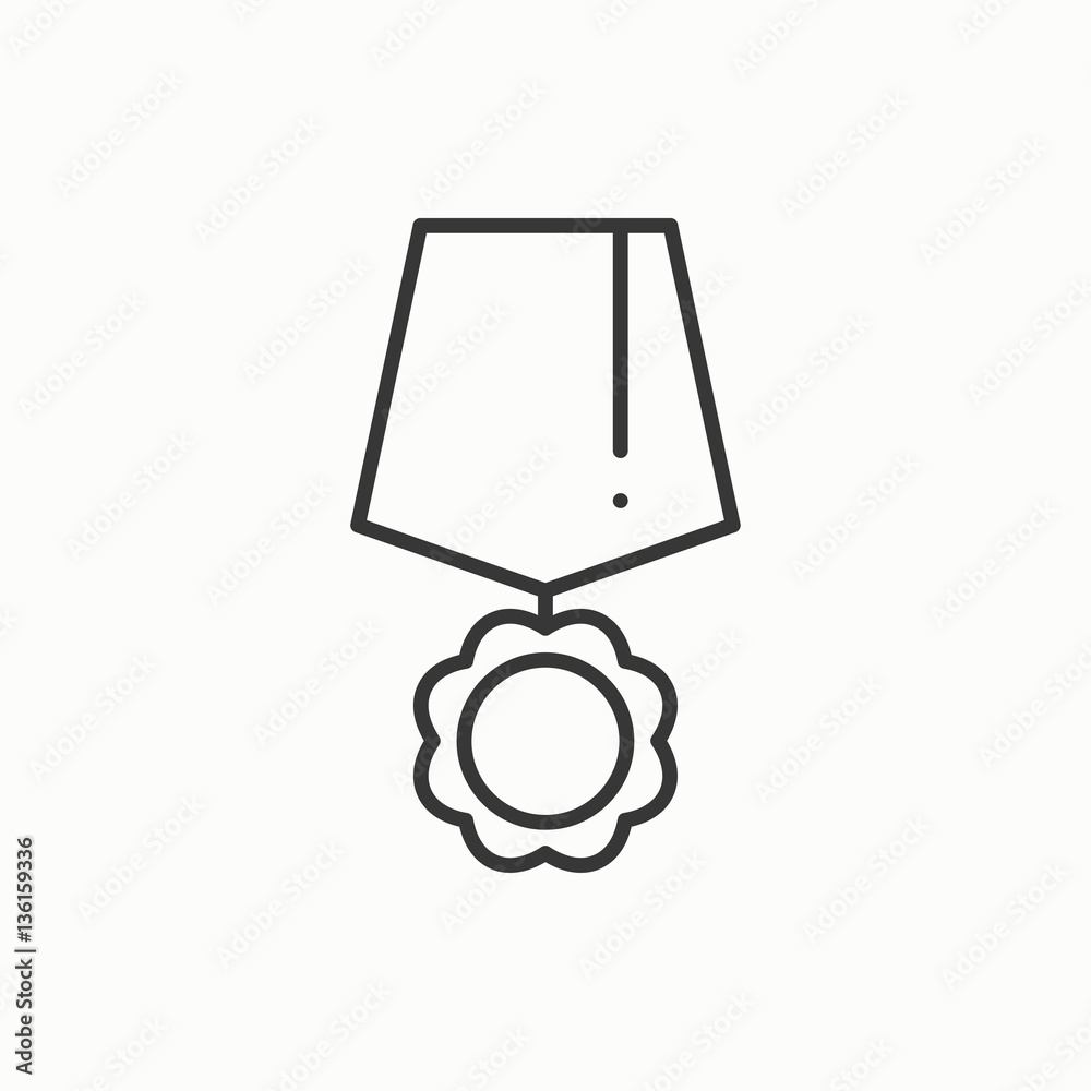 Gold medal award with ribbon. Winner line thin icon. First place leadership champion achievement. 1st place. Vector isolated illustration. Linear flat design. Success symbols. Object. Sign. Badge Gold medal award with ribbon. Winner line thin icon. First place leadership champion achievement. 1st place. Vector isolated illustration. Linear flat design. Success symbols. Object. Sign. Badge