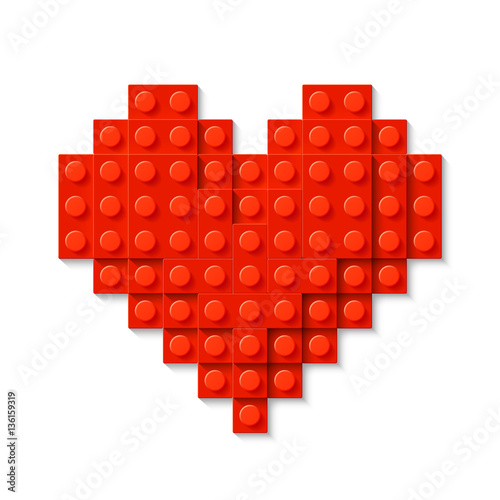 Red heart made of plastic c...