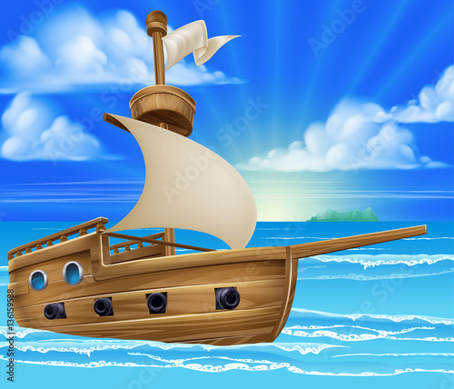 Cartoon Sailing Ship