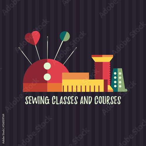 Sewing classes and courses vector set