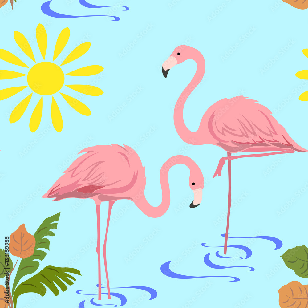 Fototapeta premium a pair of flamingos in the water