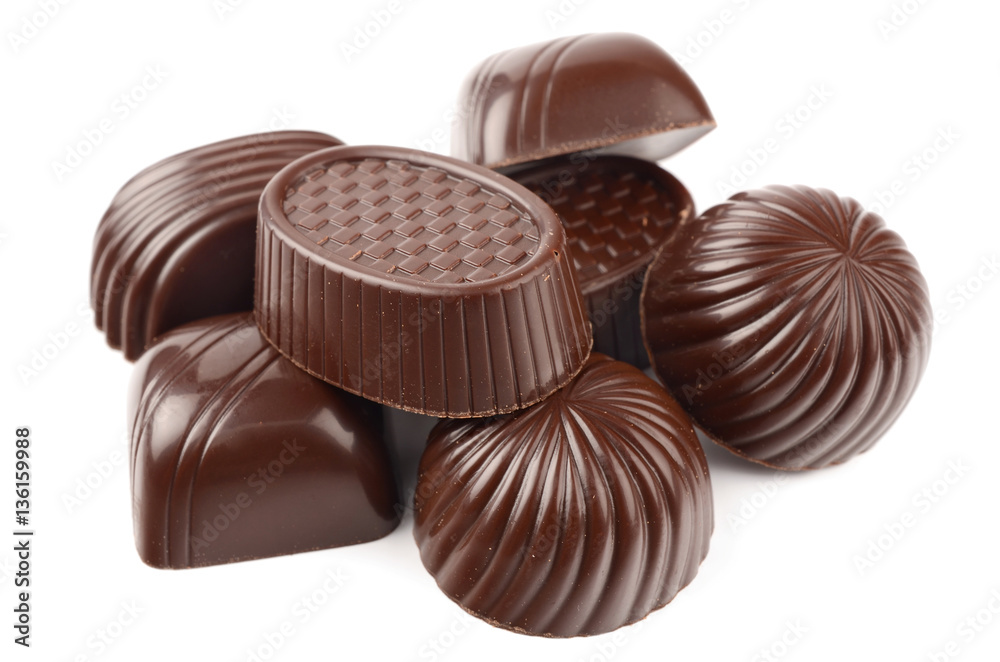 Fototapeta premium Dark chocolate on a white background
