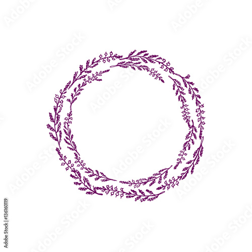 Hand drawn heather wreath