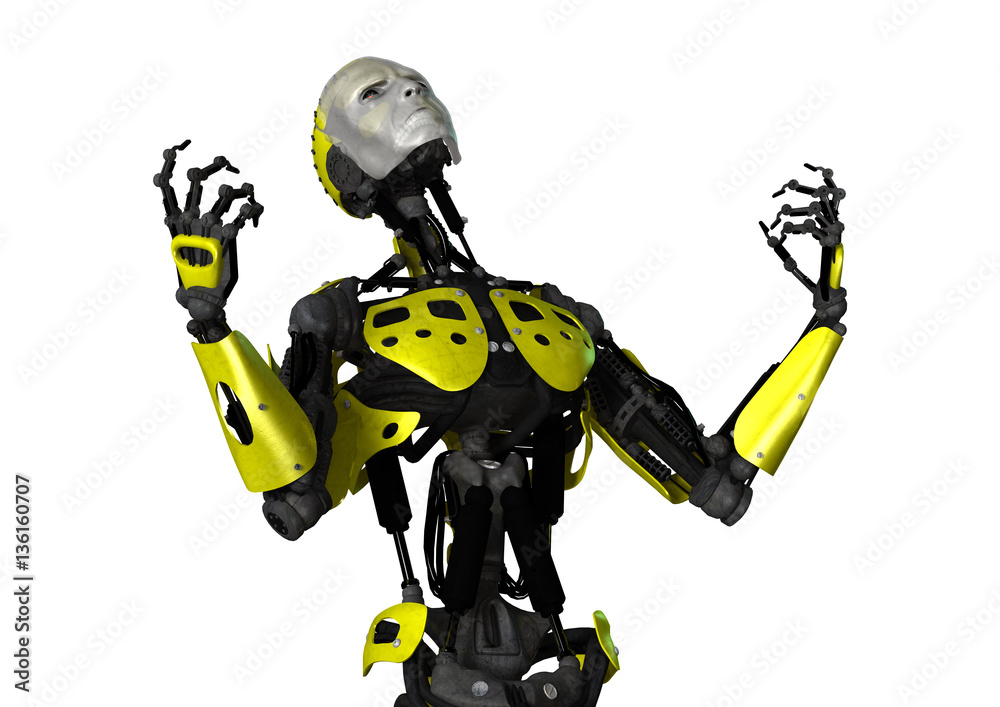 Fototapeta premium 3D Rendering Robot on White