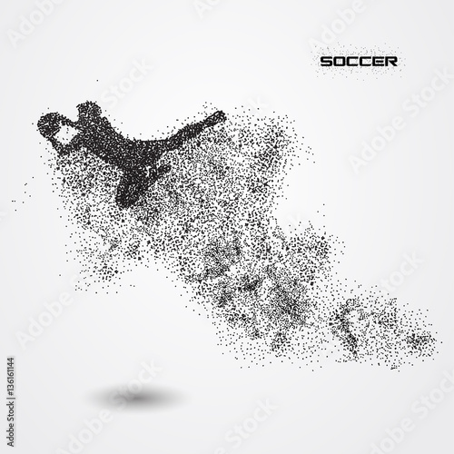 soccer player of a silhouette from particle