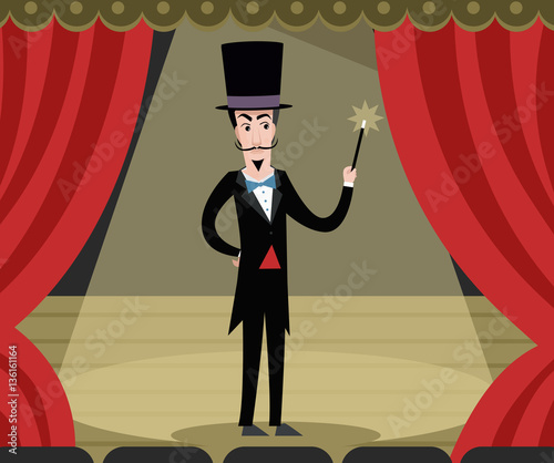 great magician in theater stage show