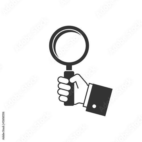 Holding magnifying glass icon