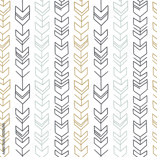 Seamless hand drawn geometric tribal pattern. Vector navajo design.