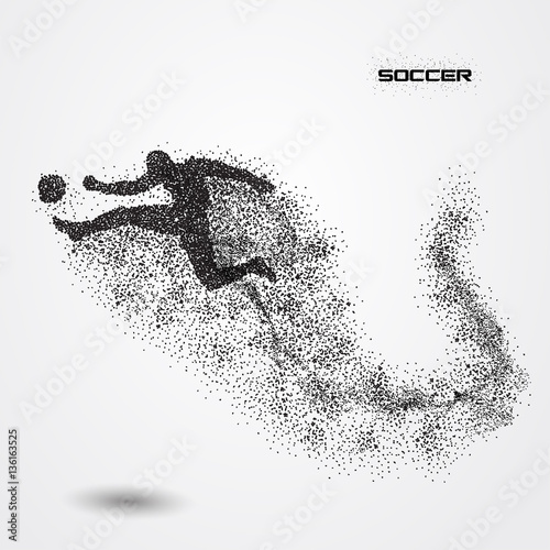 soccer player of a silhouette from particle
