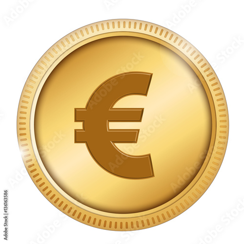 Euro gold coin isolated in white