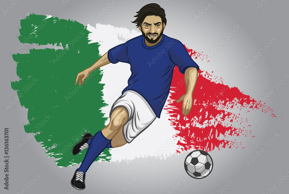 Italy soccer player with flag as a background Stock ベクター | Adobe Stock