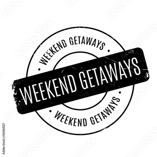 Weekend Getaways rubber stamp. Grunge design with dust scratches. Effects can be easily removed for a clean, crisp look. Color is easily changed.