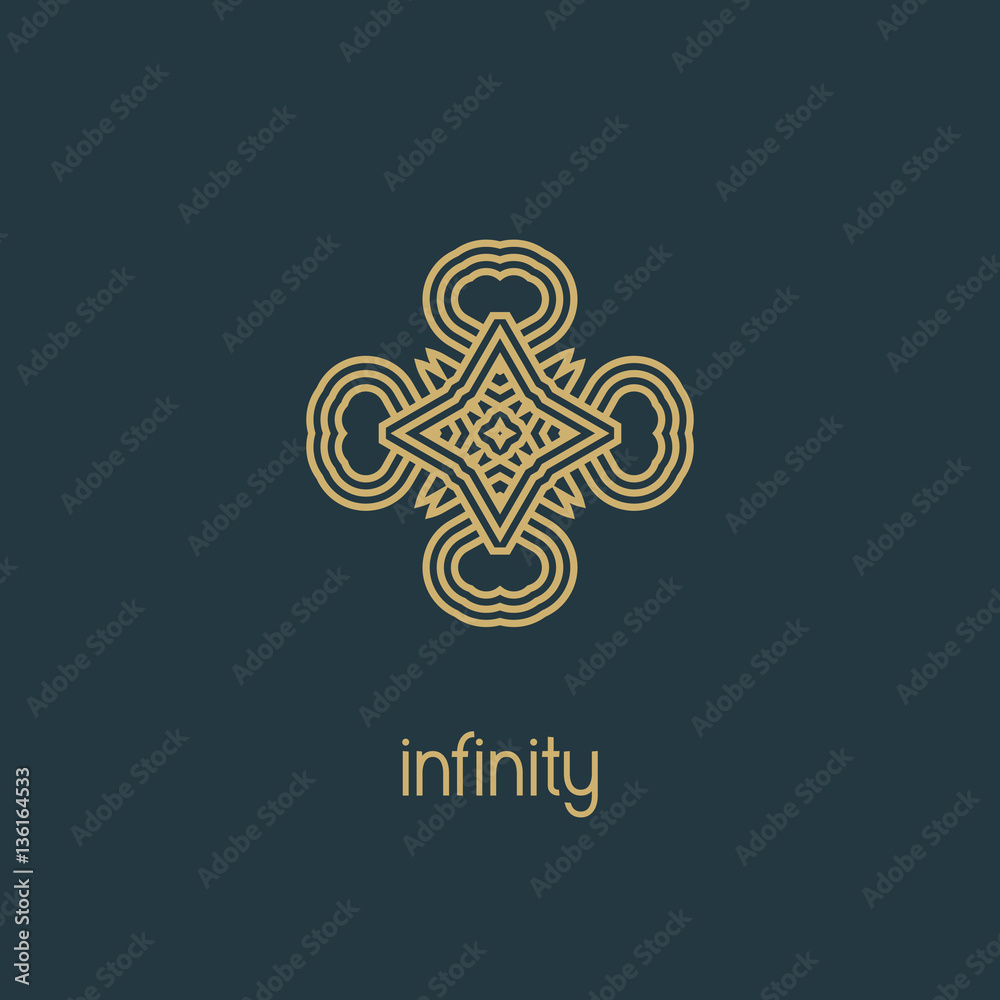 Fototapeta premium Luxury vector logo. Linear emblem