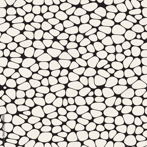 Organic Irregular Rounded Jumble Shapes. Vector Seamless Black and White Pattern