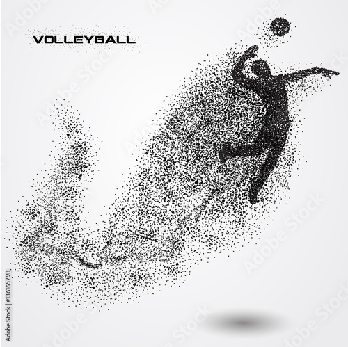 Volleyball player of a silhouette from particle.